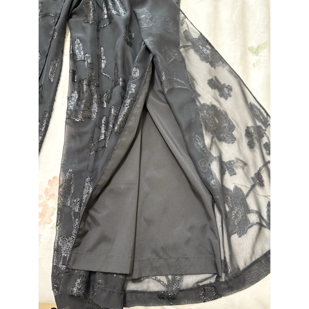 Adrianna Papell Formal Jumpsuit 14W Floral Chiffon One‎ Shoulder Pants Sparkle - Picture 6 of 16